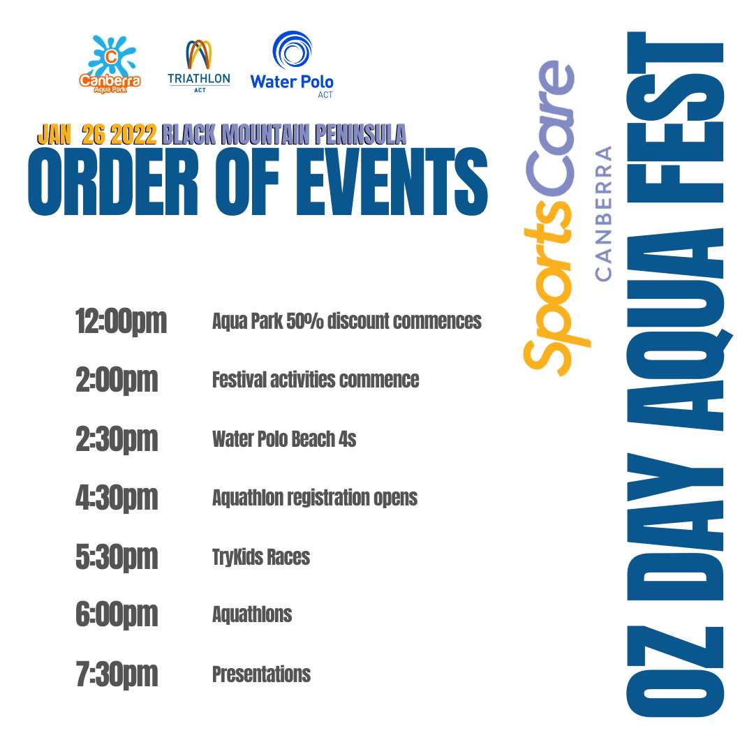 2022 Oz Day Aqua Fest - Order of Events