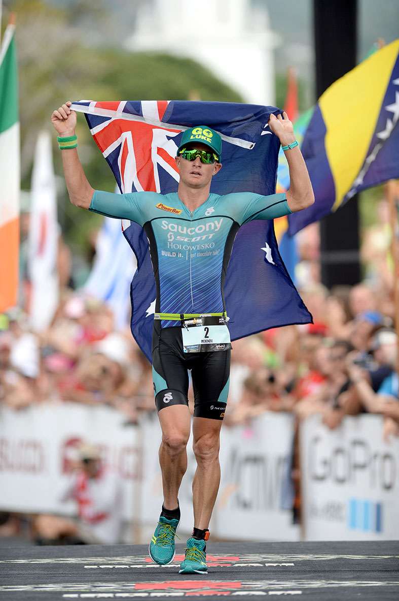 Luke Mckenzie with flag